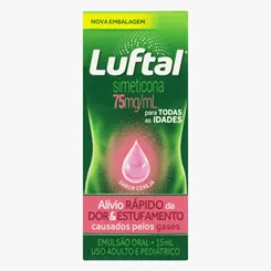 Luftal 75mg/mL, caixa com 1 frasco gotejador com 15mL de emulsão de uso oral