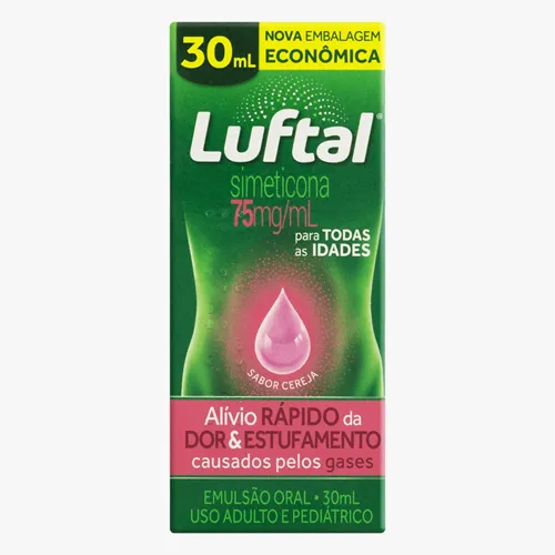 Luftal 75mg/mL, caixa com 1 frasco gotejador com 30mL de emulsão de uso oral