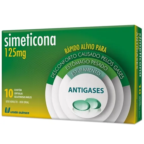 Simeticona União Química 125mg, caixa com 10 cápsulas