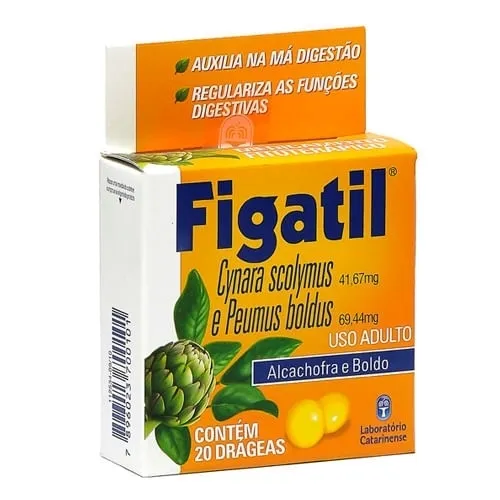 Figatil 41,67mg + 69,44mg, caixa com 20 drágeas