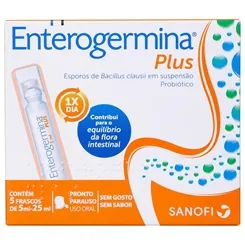 Enterogermina Plus 4bcfu/5mL, caixa com 5 frascos com 5mL de suspensão de uso oral