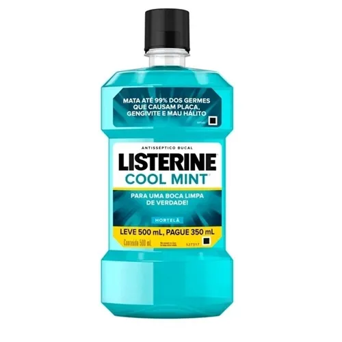 Antisséptico Bucal Listerine Cool Mint leve 500mL pague 350mL