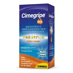 Cimegripe Bebê e Criança 100mg/mL + 2mg/mL + 2mg/mL, frasco gotejador com 20mL de solução de uso oral