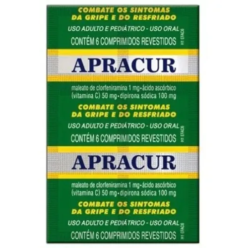 Apracur 1mg + 100mg + 50mg, blíster com 6 comprimidos revestidos