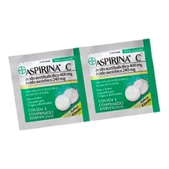 Aspirina C 400mg + 240mg, envelope com 2 comprimidos efervescentes sabor limão
