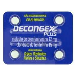 Decongex Plus 12mg + 15mg, blíster com 4 comprimidos revestidos de liberação prolongada