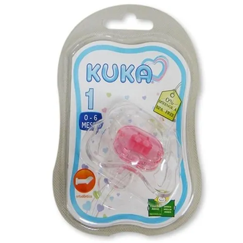 Chupeta Kuka Cristal Color 0 a 6 meses, Rosa