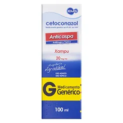 Cetoconazol Xampu EMS 20mg/g, caixa com 1 frasco com 100mL de xampu