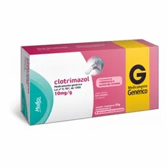 Clotrimazol Creme Ginecológico Medley 10mg/g, caixa com 1 bisnaga com 35g de creme de uso ginecológico + 3 aplicadores