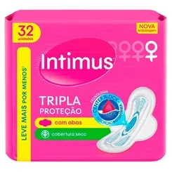 Absorvente Intimus Gel Tripla Proteção seca, com abas, 32 unidades