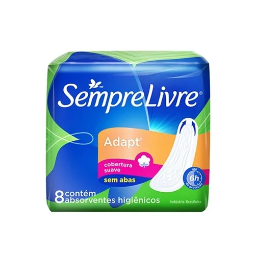 Absorvente Sempre Livre Adapt Especial suave, sem abas, 8 unidades