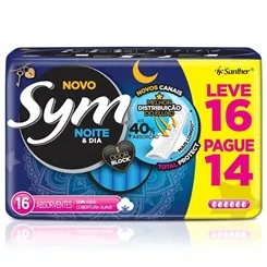 Absorvente Sym Noite e Dia Total Protect suave, com abas, leve 16 e pague 14