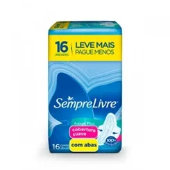 Absorvente Sempre Livre Fit suave, com abas, leve 16 pague 14