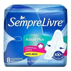 Absorvente Sempre Livre Adapt Termo Control suave, com abas, 8 unidades