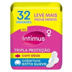 Absorvente Intimus Gel Tripla Proteção suave, com abas, 32 unidades