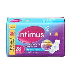 Absorvente Intimus Dia e Noite extra suave, com abas, 28 unidades