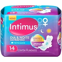 Absorvente Intimus Dia e Noite extra suave, com abas, 14 unidades