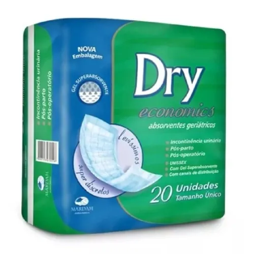 Absorvente Geriátrico Dry Economics tamanho único, 20 unidades