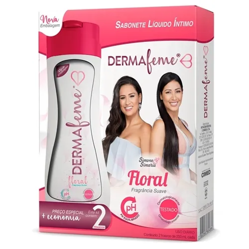 Sabonete Íntimo Dermafeme floral, líquido, 200mL, 2 unidades