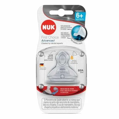 Bico de Mamadeira Nuk First Choice Nº 2, Silicone, Medium, 1 Unidade