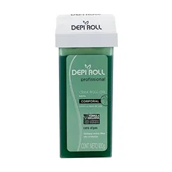 Cera Depilatória Quente Corporal DepiRoll verde, com tampa, roll-on, 100g