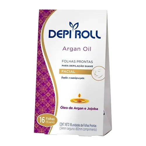 Folha Pronta para Depilação Facial DepiRoll argan oil, 16 unidades