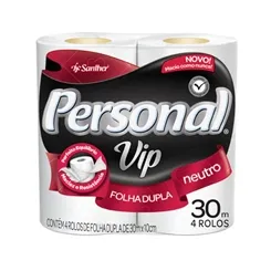 Papel Higiênico Personal Vip neutro, 30m, 4 unidades