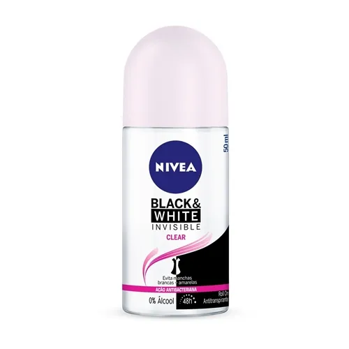 Desodorante Feminino Nivea Invisible For Black & White clear, roll-on, 50mL