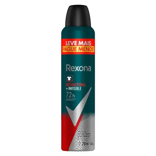 Desodorante Aerosol Rexona Men Antibacterial + Invisible 72h 250ml
