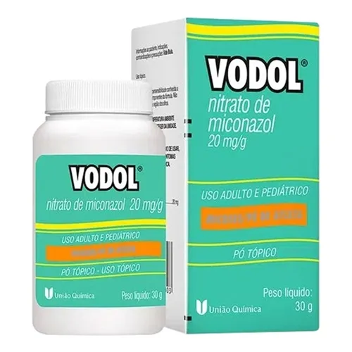 Vodol 20mg/g, caixa com 1 frasco com 30g de pó de uso dermatológico