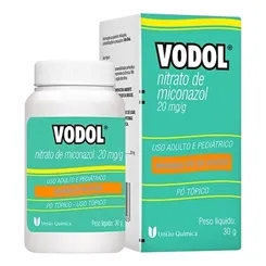 Vodol 20mg/g, caixa com 1 frasco com 30g de pó de uso dermatológico
