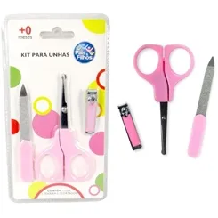 Kit Tesoura e Cortador Pais e Filhos Rosa, Tesoura + Cortador + Lixa