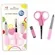 Kit Tesoura e Cortador Pais e Filhos Rosa, Tesoura + Cortador + Lixa