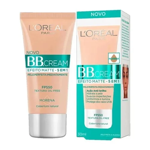 Base BB Cream L'Oréal Paris Efeito Matte Cor Escura FPS 50, 30ml