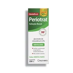 Solução Bucal Periotrat sem álcool, menta, forte, 250mL