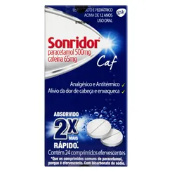 Sonridor Caf 500mg + 65mg, blíster com 2 comprimidos efervescentes