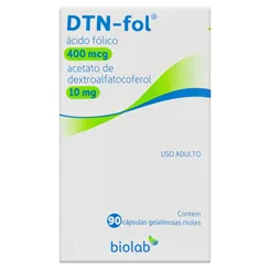 DTN-Fol 400mcg + 10mg, caixa com 90 cápsulas moles