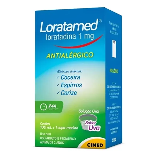 Loratamed Solução Oral 1mg/mL, caixa com 1 frasco com 100mL de xarope