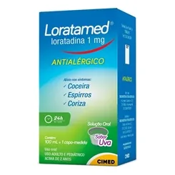 Loratamed Solução Oral 1mg/mL, caixa com 1 frasco com 100mL de xarope