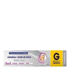 Nistatina + Óxido de Zinco Cimed 100.000UI/g + 200mg/g, caixa com 1 bisnaga com 60g de pomada de uso dermatológico