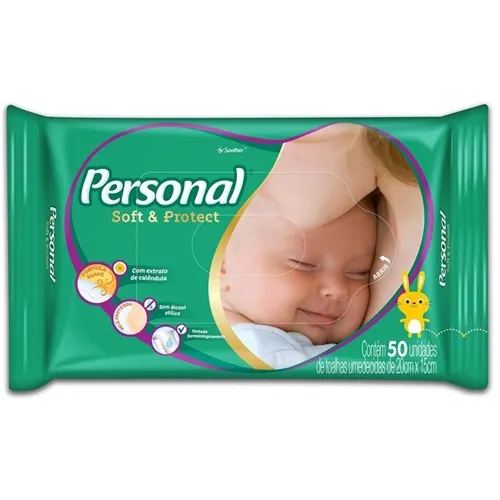 Toalha Umedecida Personal Baby 50 Unidades