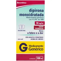 Dipirona Monoidratada Aché 50mg/mL, caixa com 1 frasco com 100mL de solução oral + 1 copo medidor