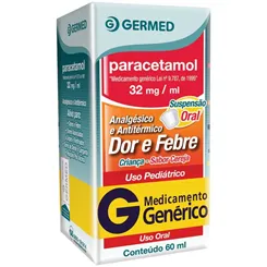 Paracetamol Germed Pharma 32mg/mL, caixa com 1 frasco com 60mL de suspensão de uso oral + copo medidor
