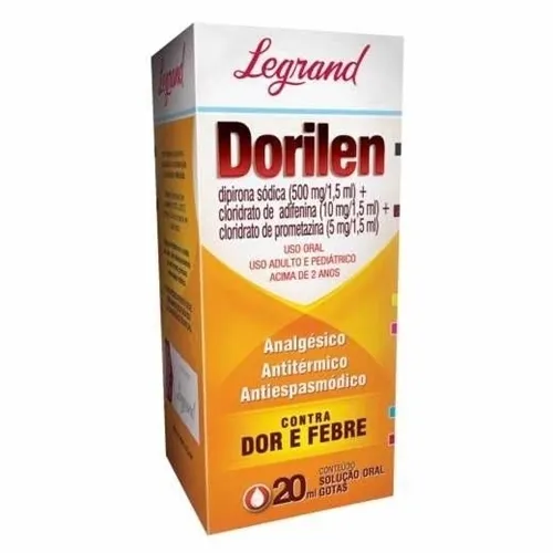 Dorilen 500mg + 10mg + 5mg/1,5mL, caixa com 1 frasco gotejador com 20mL de solução de uso oral