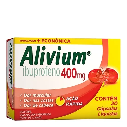 Alivium Cápsula 400mg, caixa com 20 cápsulas moles
