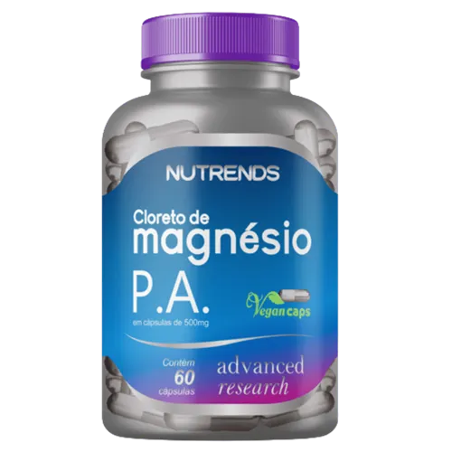 Cloreto de Magnésio P.A. Nutrends 500mg, frasco com 60 cápsulas