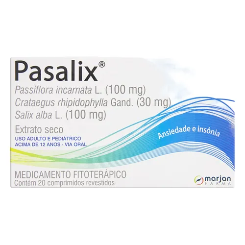 Pasalix 100mg + 30mg + 100mg, caixa com 20 comprimidos revestidos