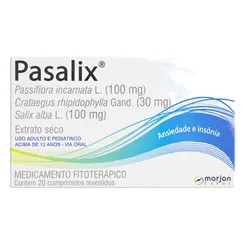 Pasalix 100mg + 30mg + 100mg, caixa com 20 comprimidos revestidos