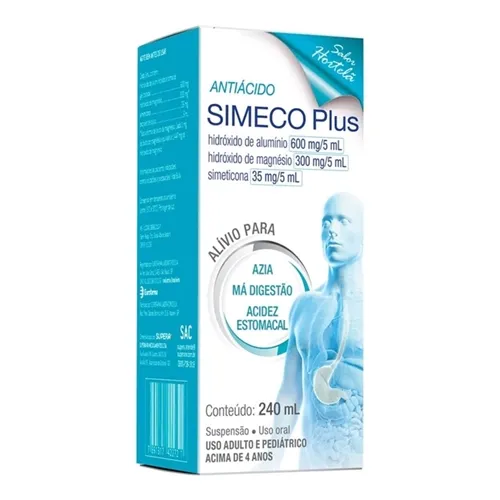 Simeco Plus 120mg/mL + 41,5mg/mL + 7mg/mL, caixa com 1 frasco com 240mL de suspensão de uso oral