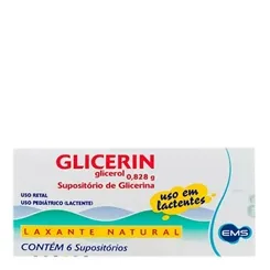 Glicerin 0,828g, caixa com 6 supositórios